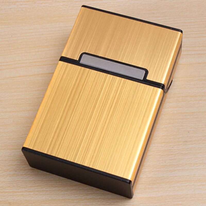 Men Fashion Business Brushed Cigarette Case Metal Pocket Cigarette Case