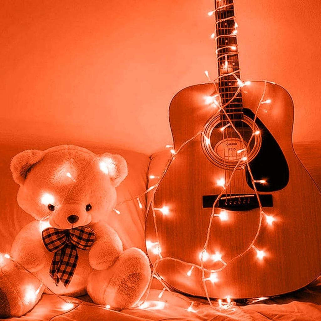 (Pack of 10, Orange) 38 LED 10.5M Copper Power Pixel String Light | 360° Fairy Serial Jhalar Lights for Home | Diwali Lights for Decoration, Christmas