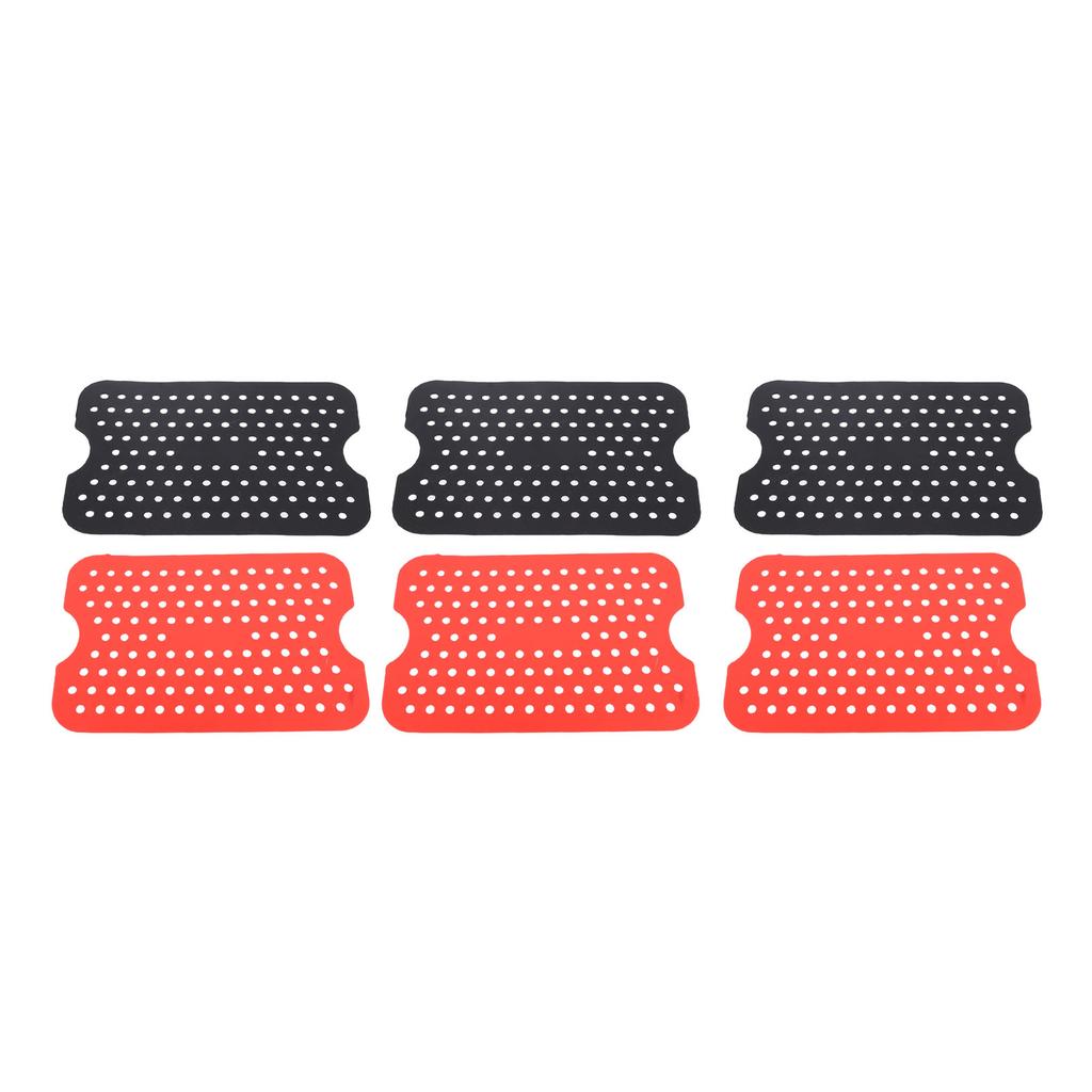 6pcs Fryer Silicone Liner Mats Anti High Temperature Easy to Clean for Microwave Oven Black Red