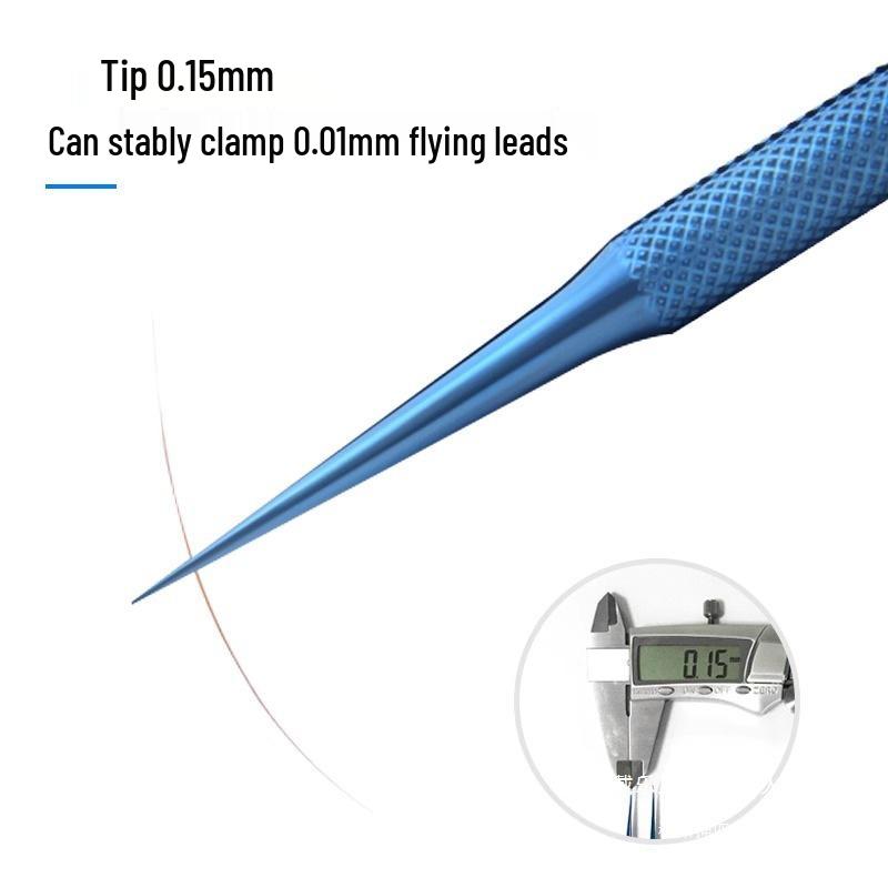 Titanium Alloy Tweezers with Anti-Flywire, Extra Sharp Bent & Straight Tips for Fingerprint Mobile Phone Repair