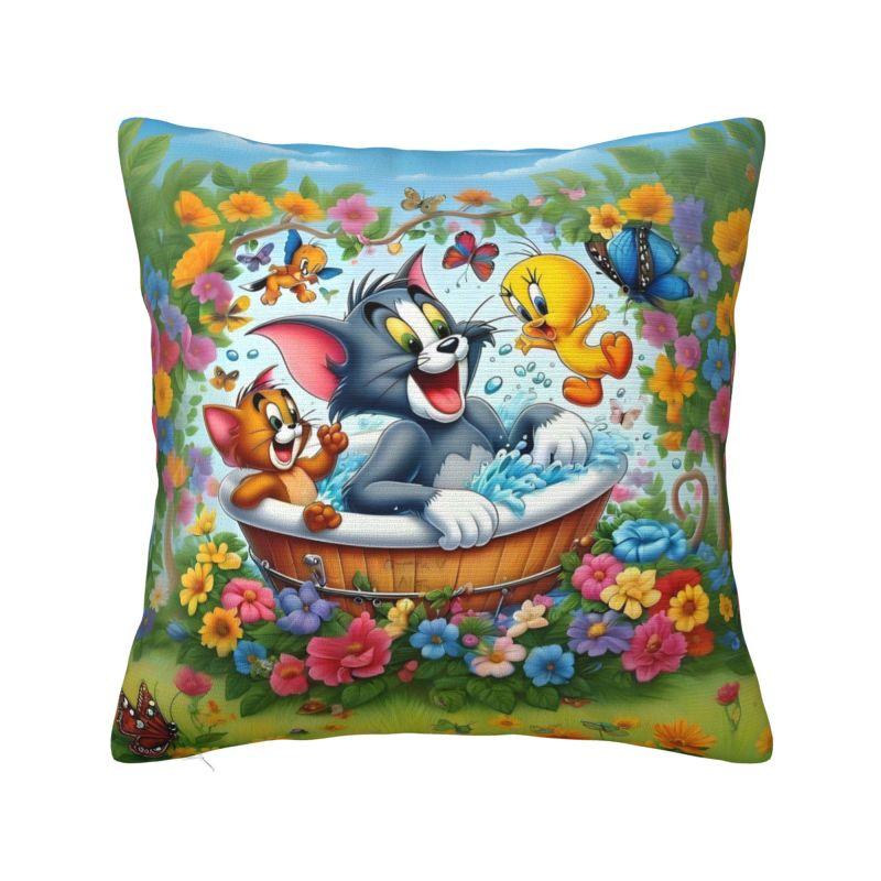 

Custom Luxury Disney Animation Tom And Jerry Cushion Cover Polyester American Cartoon Pillow Case Bedroom Decoration 16x16Inch