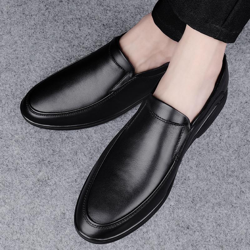 FashionTrendy Men's Genuine Leather Shoes Anti-skid Loafers Men's Casual Shoes Soft Soles Comfortable Driving Shoes Park Walking Shoes