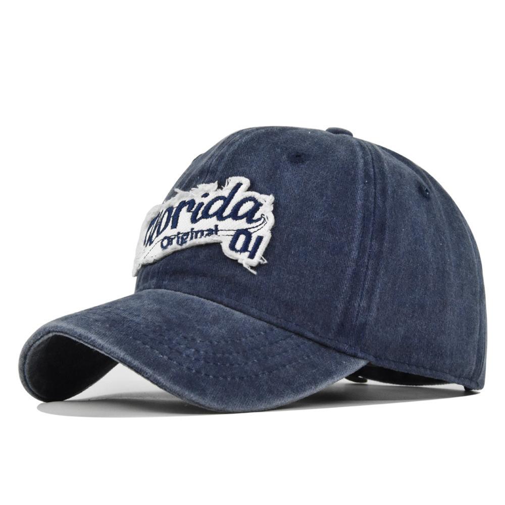 Retrostereo F'lorida Embroidered Baseball Cap Patch Distressedstereoembroider Peaked Cap Sunshade