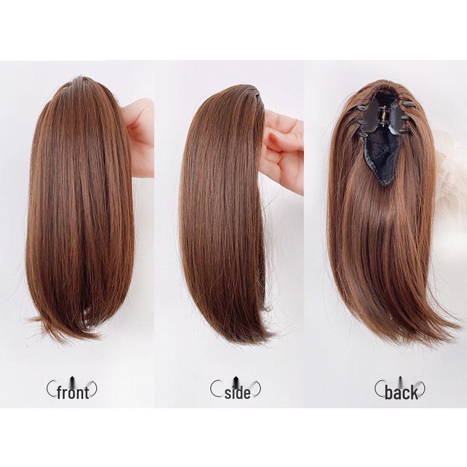 Pinza de Garra con Hebilla Interior Peluca Cola de Caballo - Cabello Corto Recto y Ligeramente Rizado Ligero para Mujer