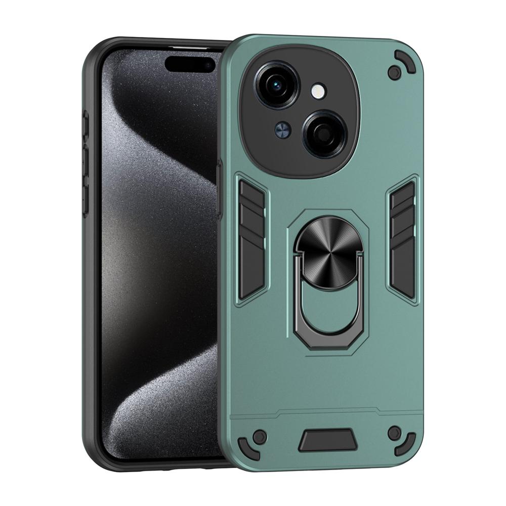 KEYSION Shockproof Case for TECNO Spark Go 1 Go 2025 Silicone+PC Camera Protection Ring Stand Phone Back Cover for Tecno Pop9 4G