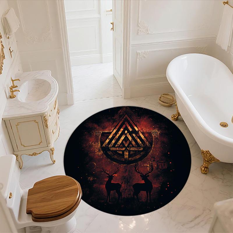 Viking Runes,Round Area Rug,Carpet Rug for Living Room Bedroom Sofa Playroom Decor,Non-slip Floor Mat