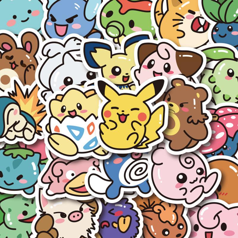 50 stk Kawaii Anime Pokemon Klistremerker Pikachu Dekaler DIY For Bærbar PC Bagasje Skateboard Telefon Tegneserie Barn Leke Gave Klistremerker