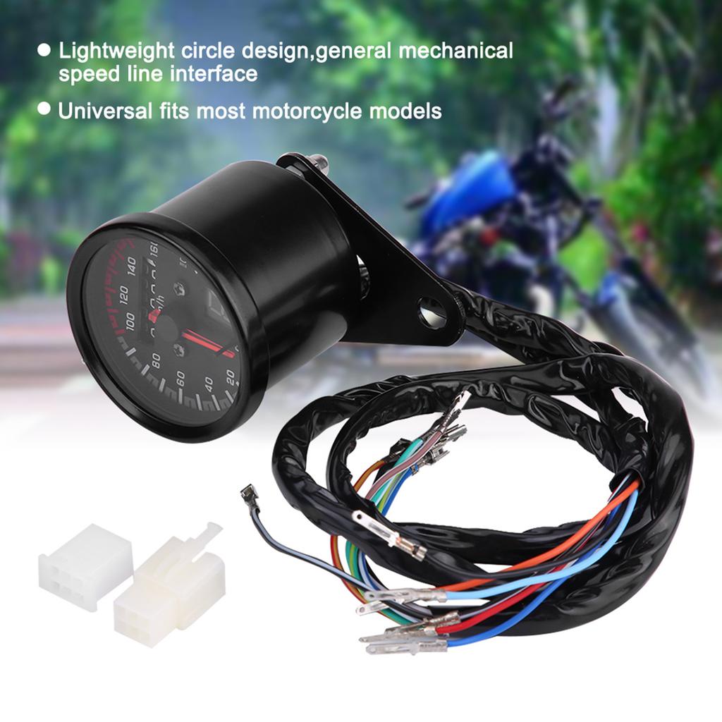 Universal Motorcycle Digital Odometer Speedometer Tachometer Gauge with LED Indicator Black