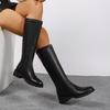 Square Toe But Knee Boots, Women's Autumn and Winter New Thick Legs, Slim Thick Heels, Skinny High Boots, Plush Knight Boots