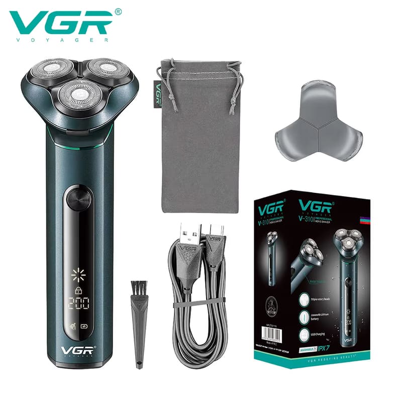 Drei-Klingen-Kopf Waschbarer Metallkörper Herren-Rasierer mit schwebenden Klingen und LCD-Anzeige Lange Akkulaufzeit Intelligente Digitalanzeige Sauber und hautschonend