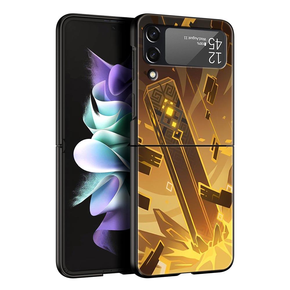 Phone Case For Samsung Galaxy Z Flip 3 4 5 Hard Black Folding PC For Samsung Z Flip3 Cover Honkai Star Rail Game Same Style