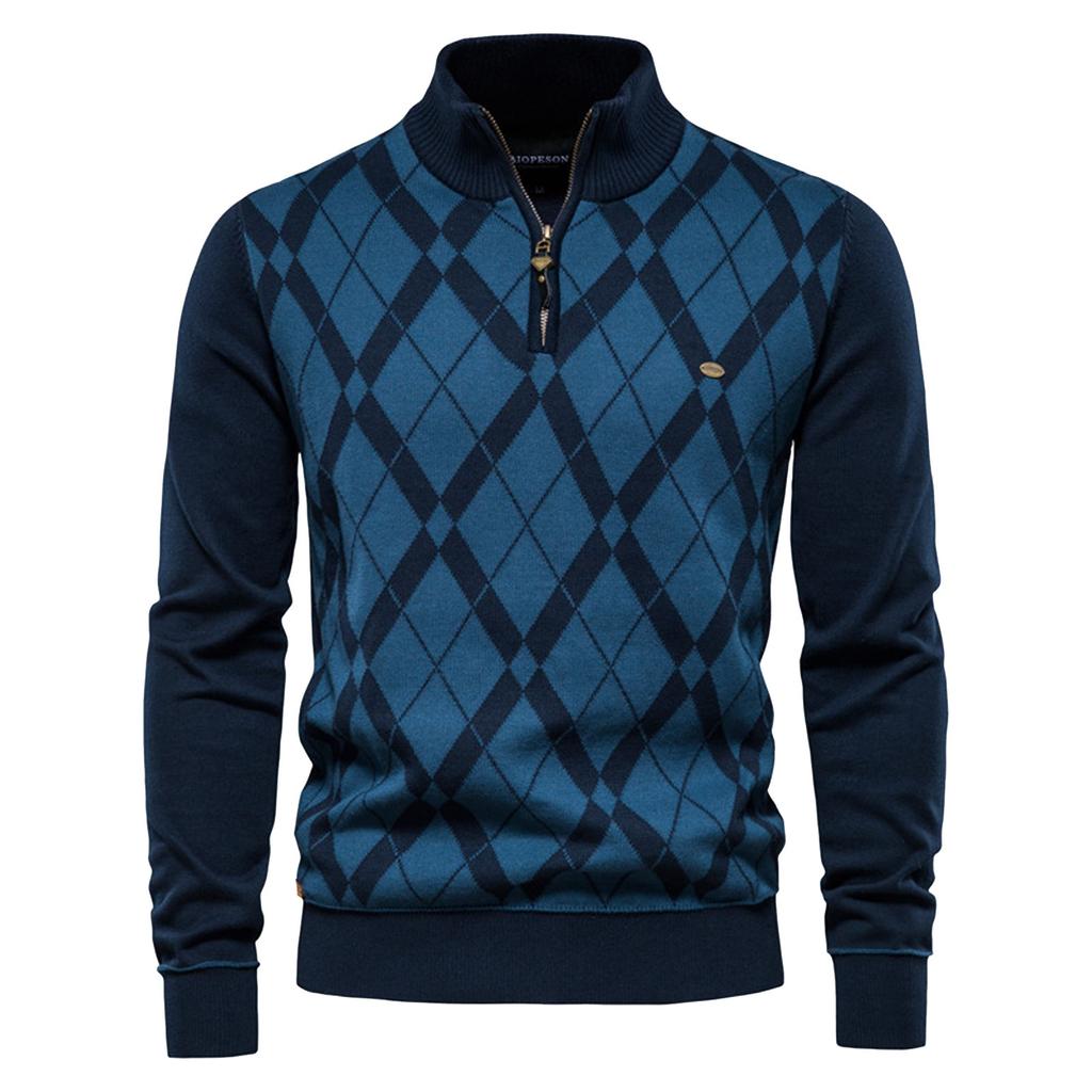 Autumn New Half Zipper British Long Sleeve Men's Sweater