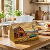 1pc Western Rustic Tissue Box - Multi-Functional Napkin Dispenser, Two Sizes Available Made of Durable Polyester, Decorated with Farm Barn Truck Lands