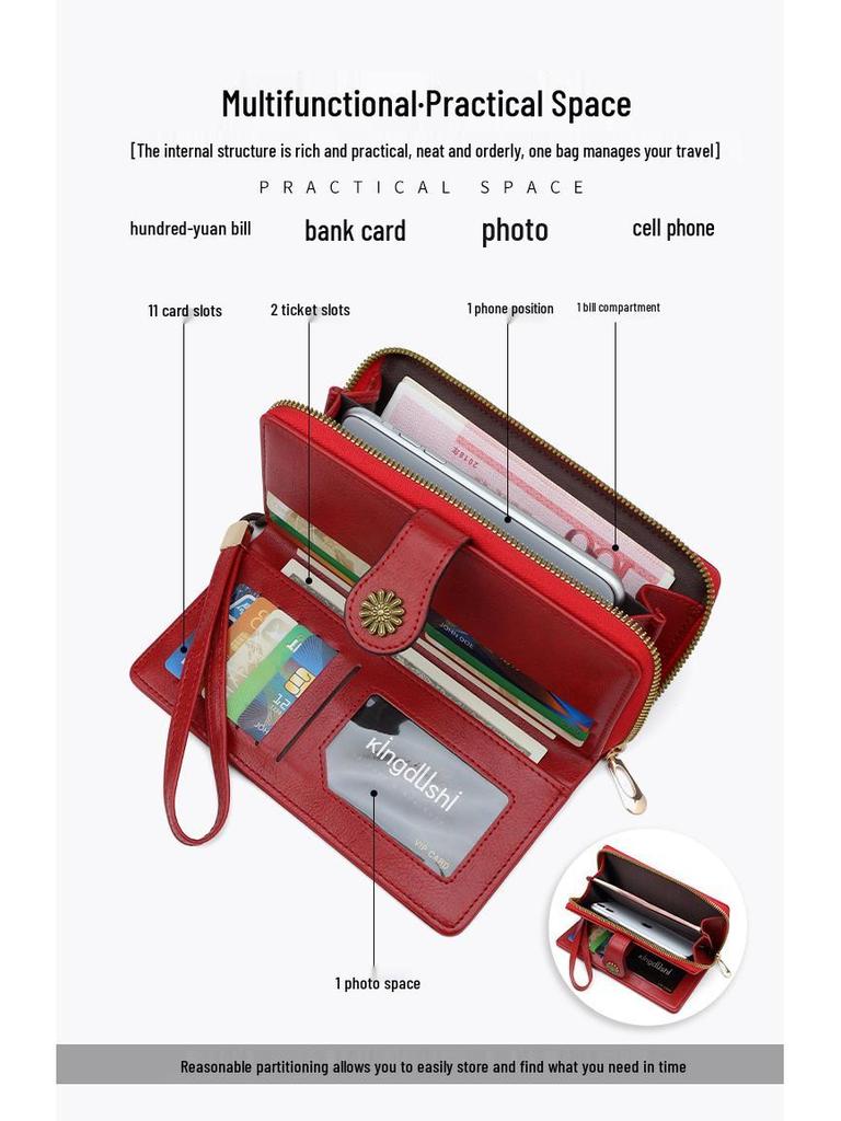 Women's Long PU Wallet: Fashion Clutch with Large Capacity Card Holder