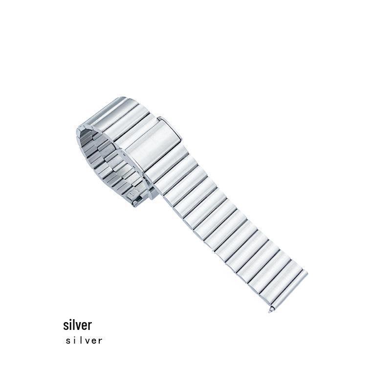 

Stainless Steel & Bamboo Smart Watch Strap for Apple, Samsung, Huawei, and DW (22mm) 22mm Flat End