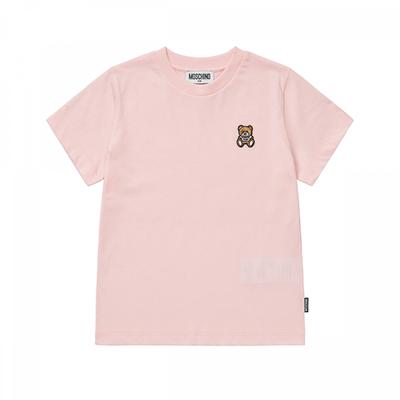 Moschino Htm04k Laa10 50209 Camiseta Infantil de Manga Curta com Patch do Logo Urso Teddy
