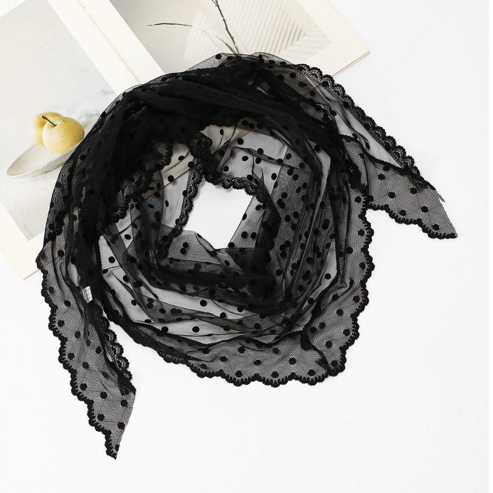 Polyester Triangle Scarf Vintage Style Shoulder Shawl French Style Head Scarf Photo Shot