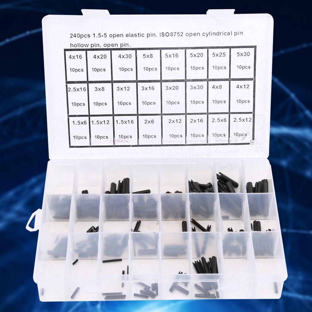 240Pcs Elastic Cylindrical Pin Carbon Steel Hollow Positioning Auxiliary Parts 1.55