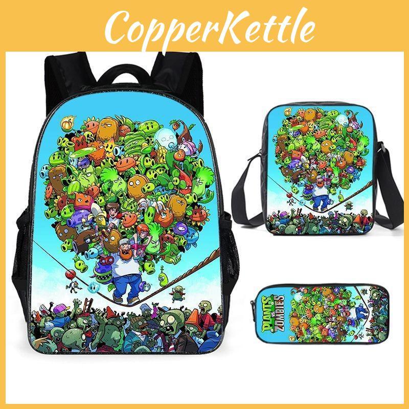 Vs Zombies Plants Kids School Backpack Threepiece Gift Set For Students Young
