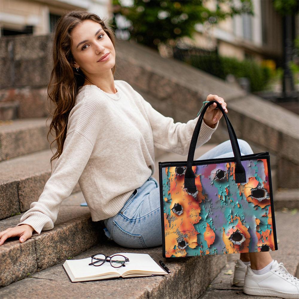 Vintage Grunge Art Tote Bag Durable Casual Daily Handbag for Women Fashion Trendy Large Capacity Shoulder Bag for Shopping Outdoor Travel