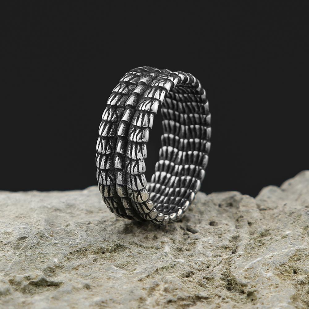 Stainless Steel Jewelry Dragon Scales Gothic Amulet Viking Rings For Men Women Norse Pagan Warrior Ring Symbolic Handmade Gift