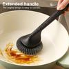 Pot Brush with Steel Anti-Slip Grip Long Handle Dishes Hanging Hole Ball Head Scrubber Kitchen Cleaning