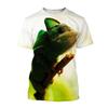 Kids 3D Printed Chameleon Lizard Round Neck Short Sleeve Tees Trendy Casual Tops For Daily Outdoor Play And Relaxing Summer Street Occasions