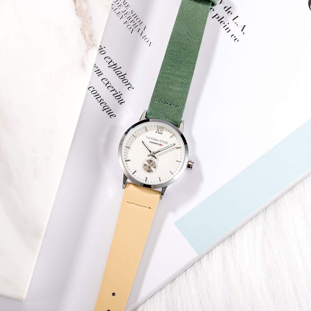 VICTORIA HYDE Modische kleine Uhr, schlicht, leicht zu lesen, japanisches Quarzwerk, echtes Lederband, 3 ATM wasserdicht, Retro-Uhr für Damen, beliebtes Geschenk