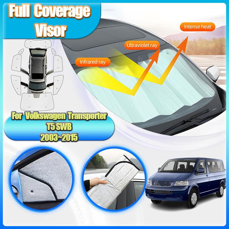 For Volkswagen VW Transporter Caravelle Multivan Doubleback T5 SWB 2003~2015 Sun Visors Car Full Sunshade Window Car Accessories