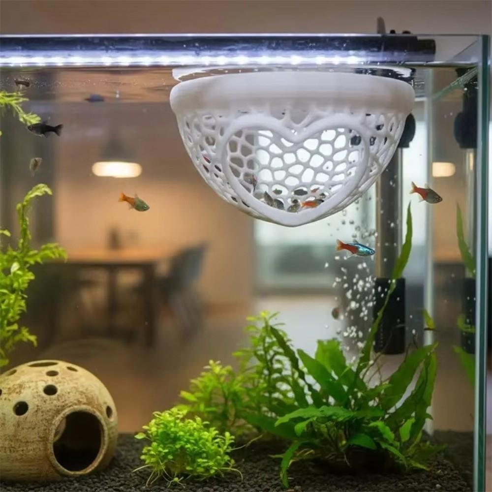 3-in-1 Aquarium Floating Cave 3D Printing Safe Hammock Feeding Ring & Resting Spot Breathable Hollow Fish Shrimp Hideout Shelter