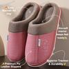New Winter Couple Slippers  PU Leather Indoor Anti Slip Warm House Shoes