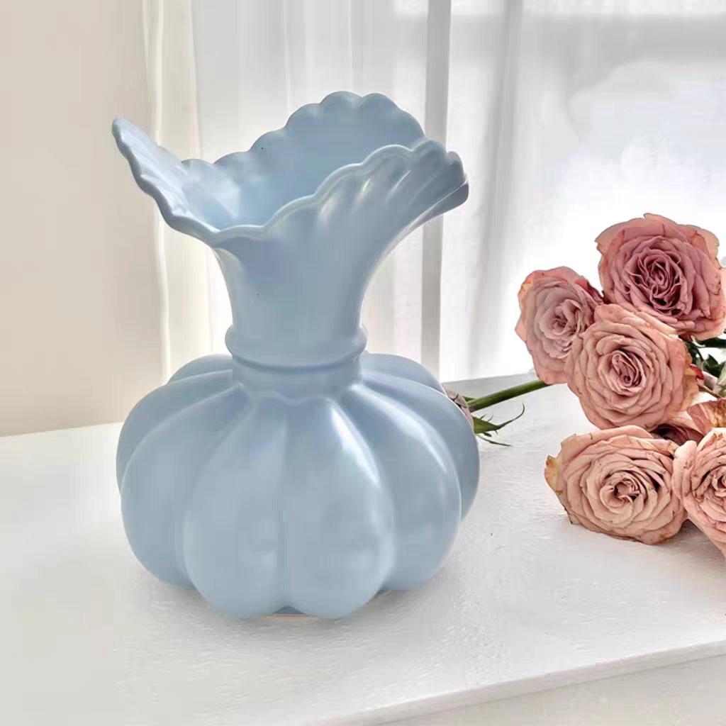 

White Wabi-sabi Ceramic Vase for Fresh & Dried Flowers - Chinese Style Home Decoration for Living or Dining Room Diameter 14.5cm, Height 18.8cm