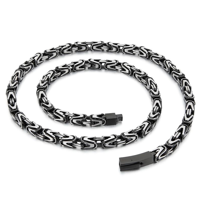 Cadena de eslabones de siete colores de 6 mm estilo vintage para hombre, collar pulido de acero inoxidable, HipHop Bizantino, amuleto colorido para hombre, joyería de Biker