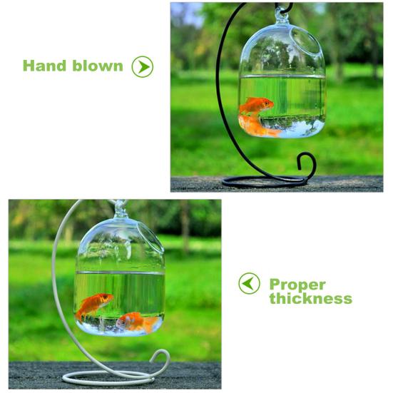 Vase Fishbowl Transparent Hanging Glass Creative Decor Fish Tank for Living Room