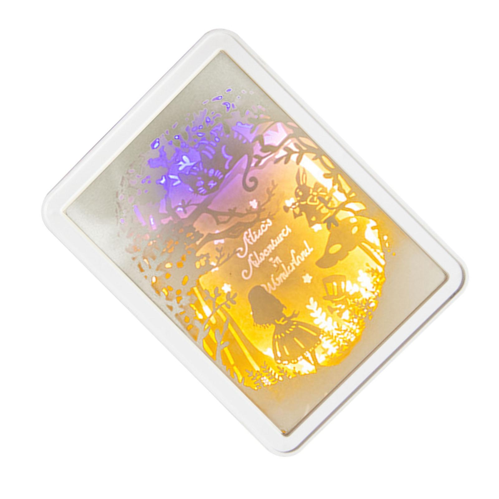 

Papercut Light Box Soft Warm Light Romantic USB Battery Powered 3D Paper Carving Lamp for Bedroom Office Party Type 1