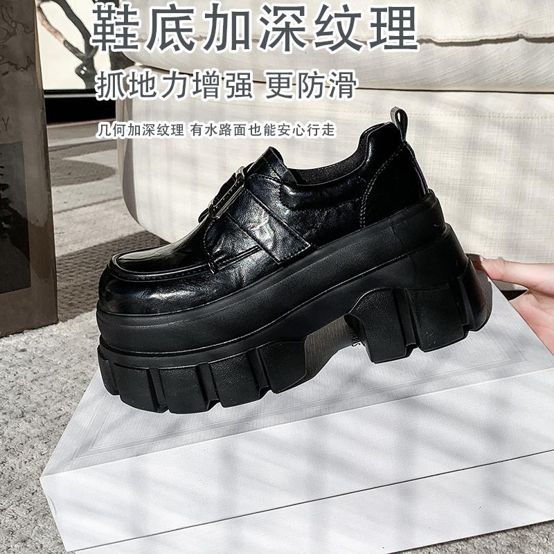 Fashion Spring Summer British Walker Shoes Women Patent Leather Platform Shoes High Platform Chunky Heel Pumps 9 cm zapatos de mujer