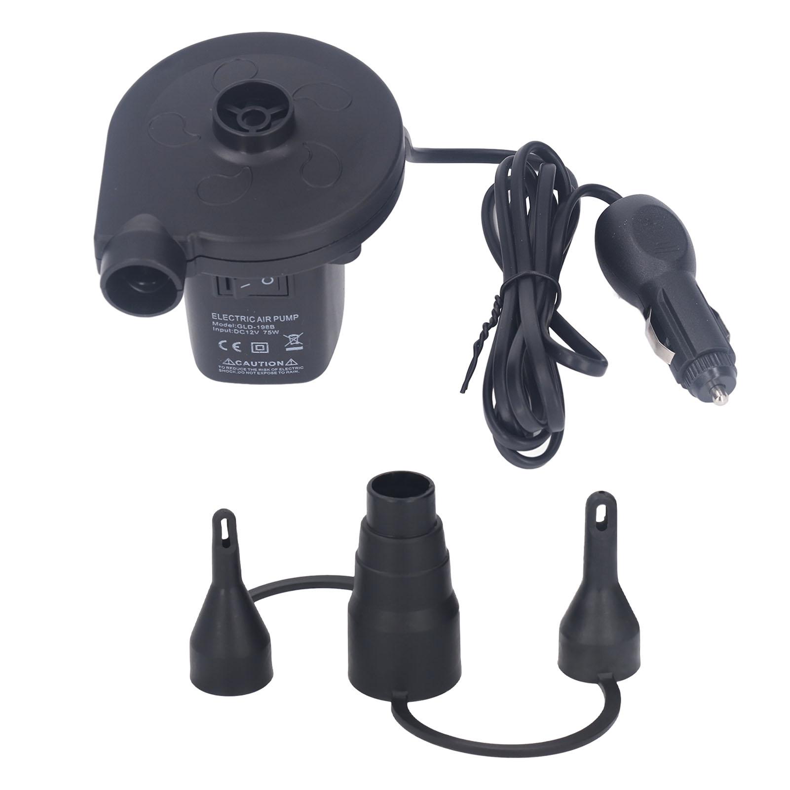 

Electric Air Pump 75W Low Noise Portable Inflator Deflator Pump with 3 Nozzle DC12V