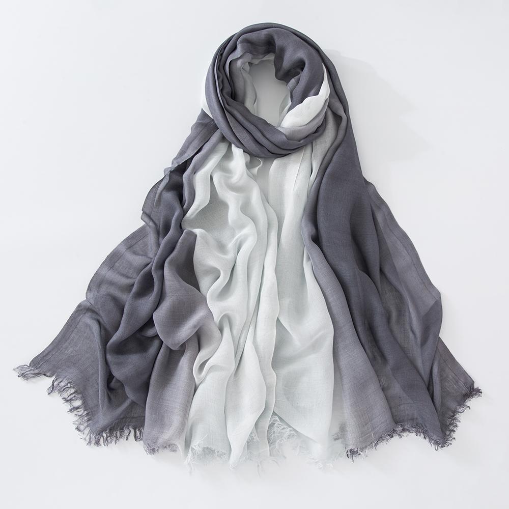 Oversize Ombre Print Scarf Cotton Viscose Soft Hijab New Brand Design Headscarf Turban Solid Color Fashion Women Wraps