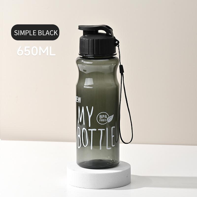 Transparent Water Bottle Portable Sport Cup for Drinking Kitchen Tools 650ML Water Bottle For School Gym Travel Girl Boy