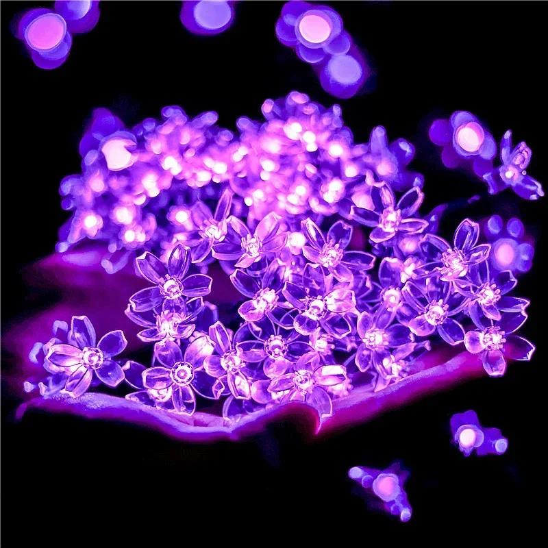 Solar Garden Light Led Cherry Flower Lighting Fairy String Lights Outdoor Christmas Lamp Blossom Festoon Party Home Decoration