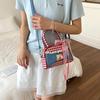 Red Grid Bag Women's 2025 New Summer Fashion College Style Handbag Fresh and Cute Lace Shoulder Messenger Bag