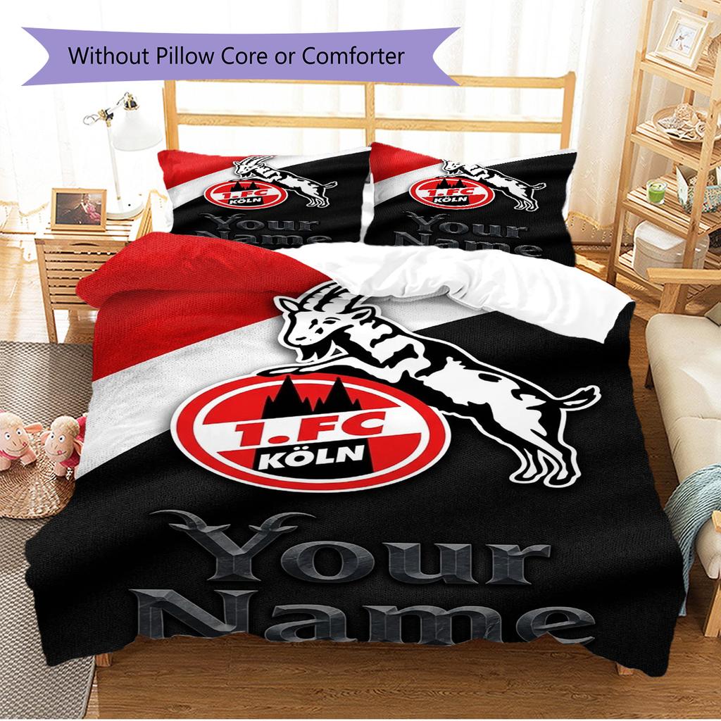 Set Biancheria da Letto Personalizzato con Nome Modello 1.FC Köln Copripiumino Federa Decorazione Casa Regalo (1 * copripiumino + 2 * federa, senza nucleo)