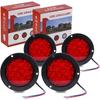 LIGBT 4Pcs 4 Inch Red Led Round Trailer Tail Lights 16 LED 4" Led Trailer Stop Brake Turn Tail Lights Waterproof Led Trailer Light For Truck Boat RV