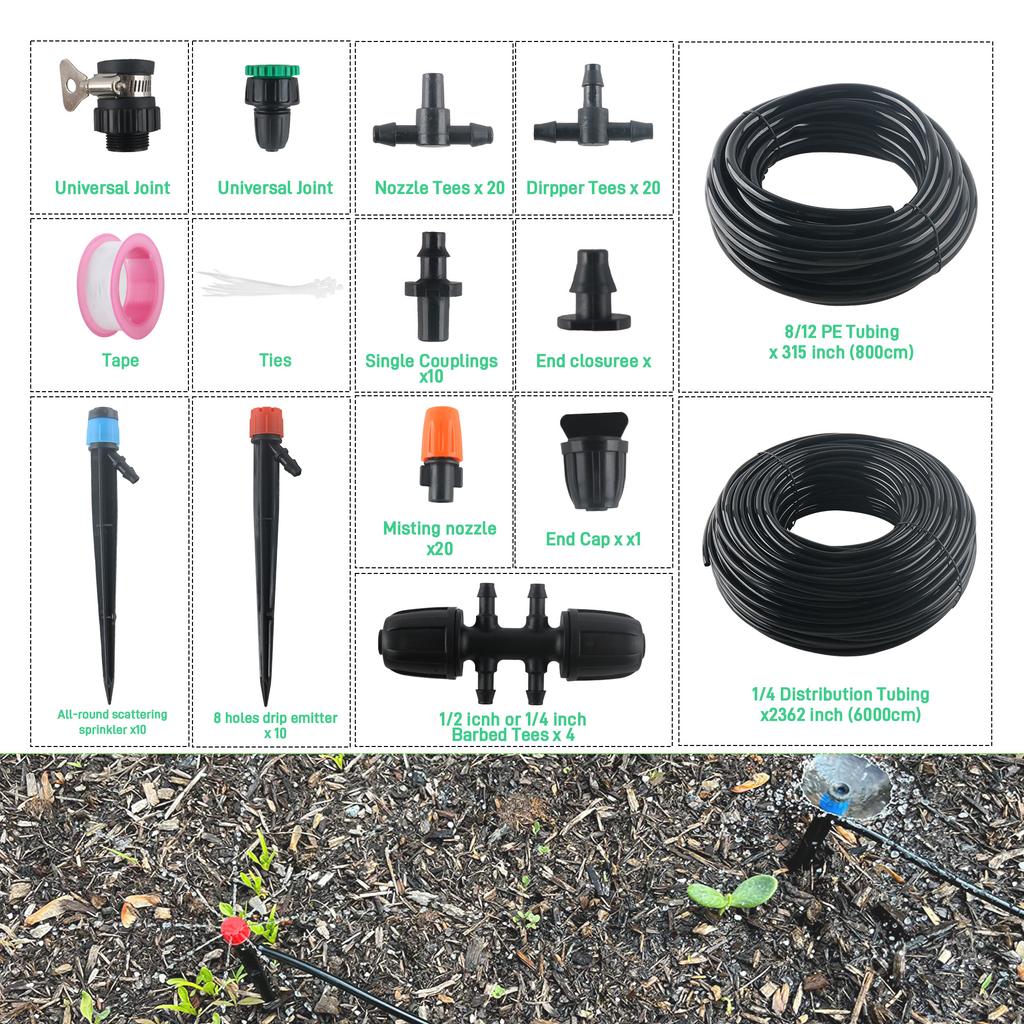 226FT Automatic Drip Irrigation Kit - Perfect for Thriving Gardens and Greenhouses