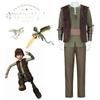 Boys Hiccup Cosplay Dragon Costume Vest+Green Hooded Long Sleeve Top+Pants For Children Halloween Carnival Party Dress Up Outfit