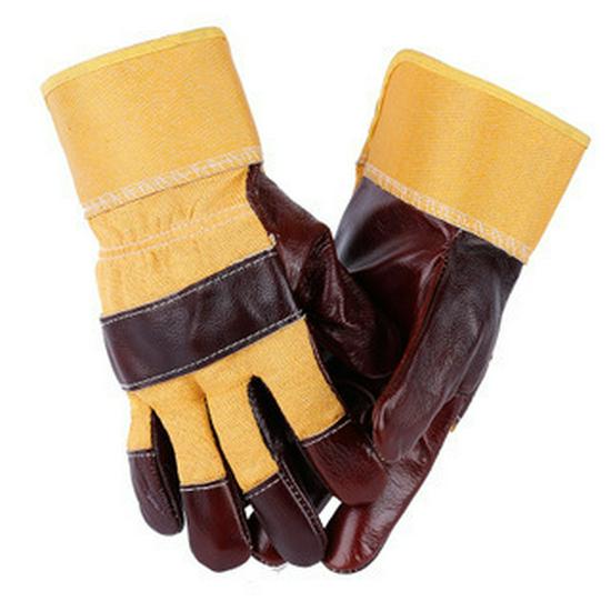 Yellow Leather Welding Gloves - Oil, Puncture, and Heat-Resistant Labor Protection