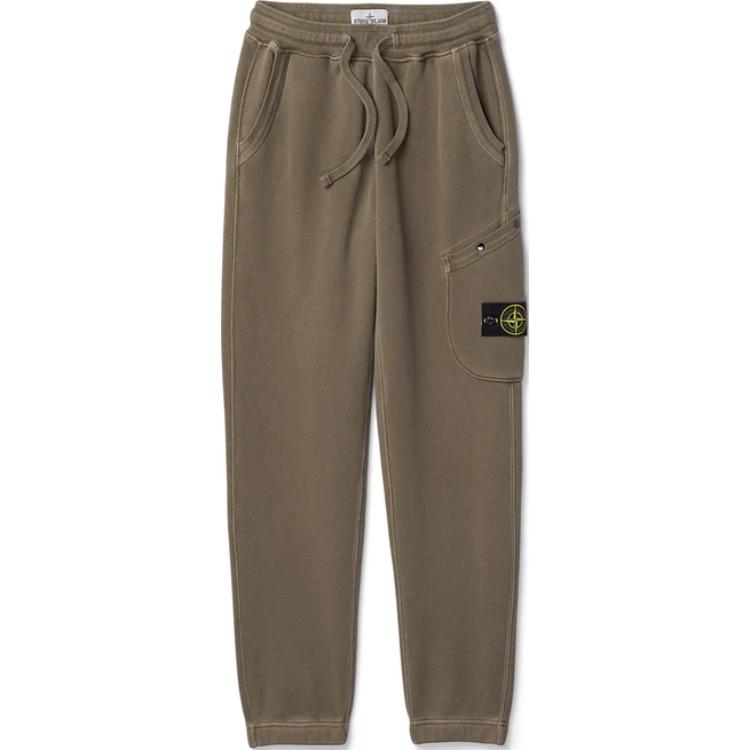 Stone Island Solid Color Logo Drawstring Casual Pants Men bottoms Brown 811561141-V0175