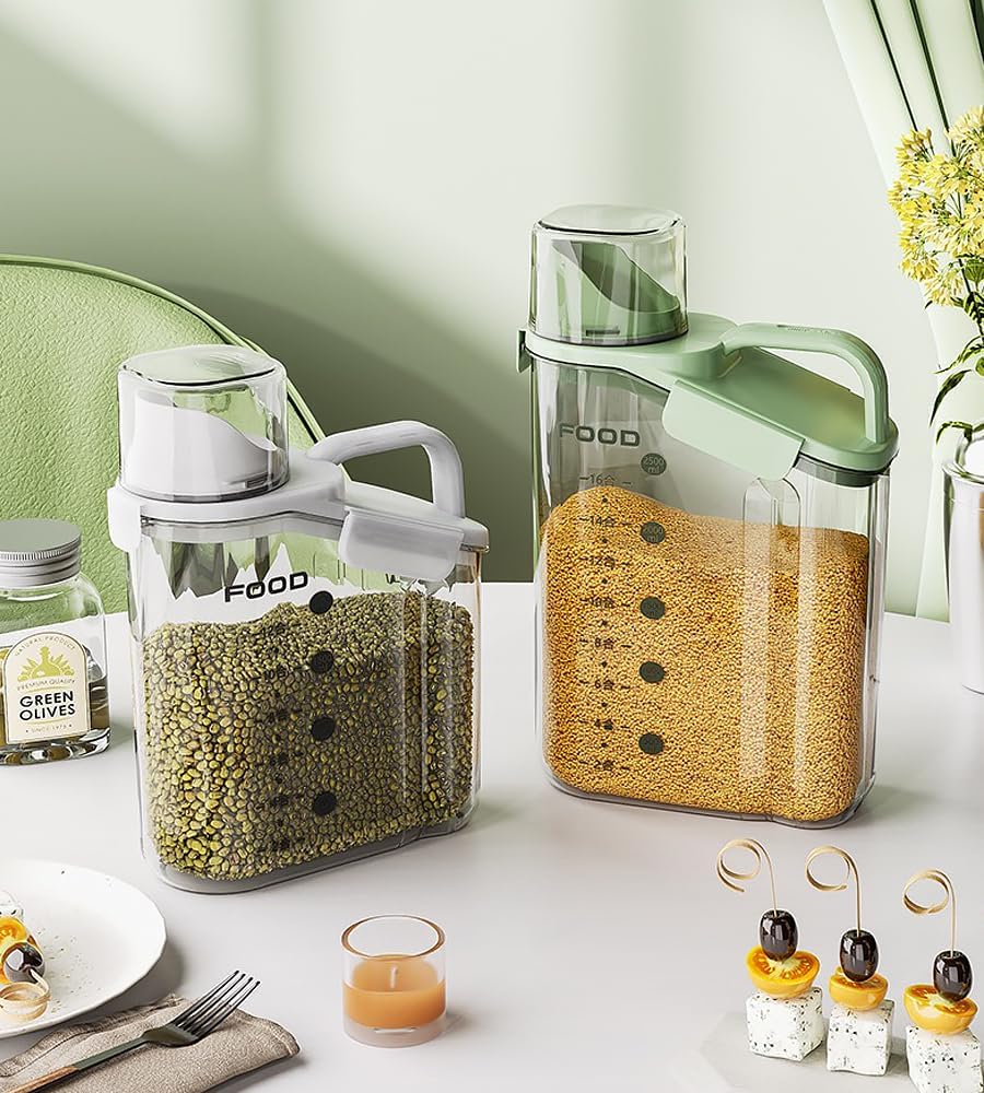 

Зеленый герметичный контейнер для риса объемом 1600 мл с носиком для насыпания для овса, зерен, муки United States