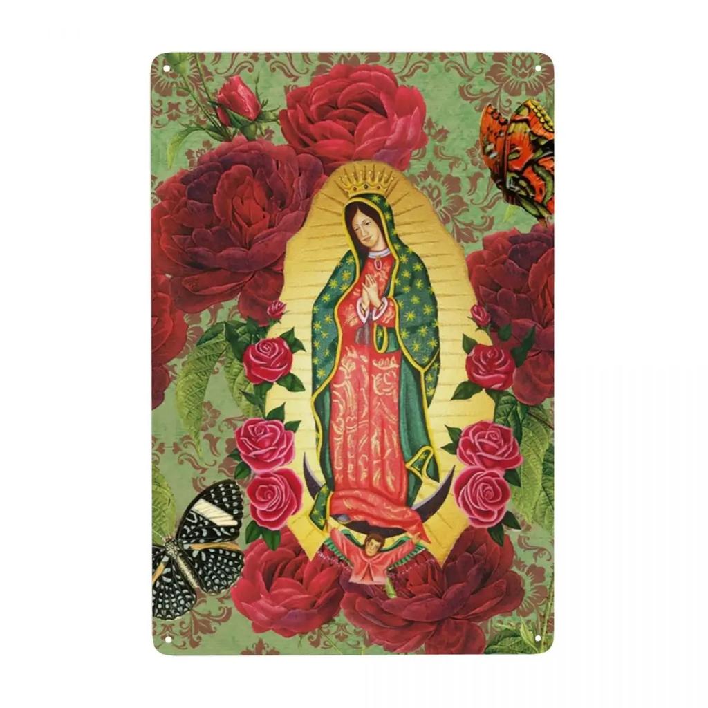 Retro Virgin Mary Of Guadalupe Metal Signs Custom Mexico Catholic Saint Tin Plaque Pub Cafe Yard Home Decor 30x20cm
