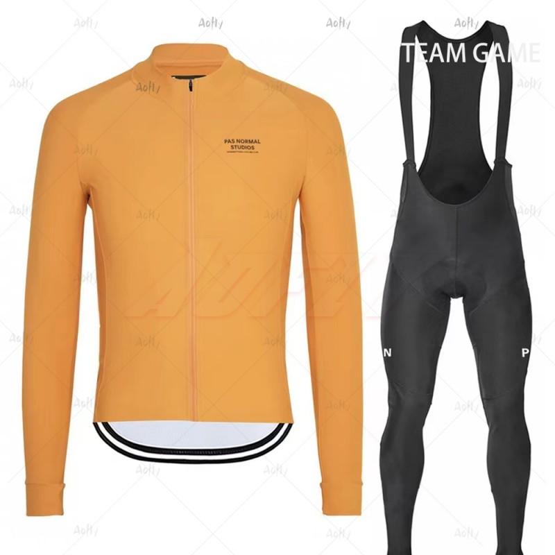 Mens Thermal Fleece Cycling Jersey Bib Tights Set Winter Long Sleeve Bike Riding Outfit